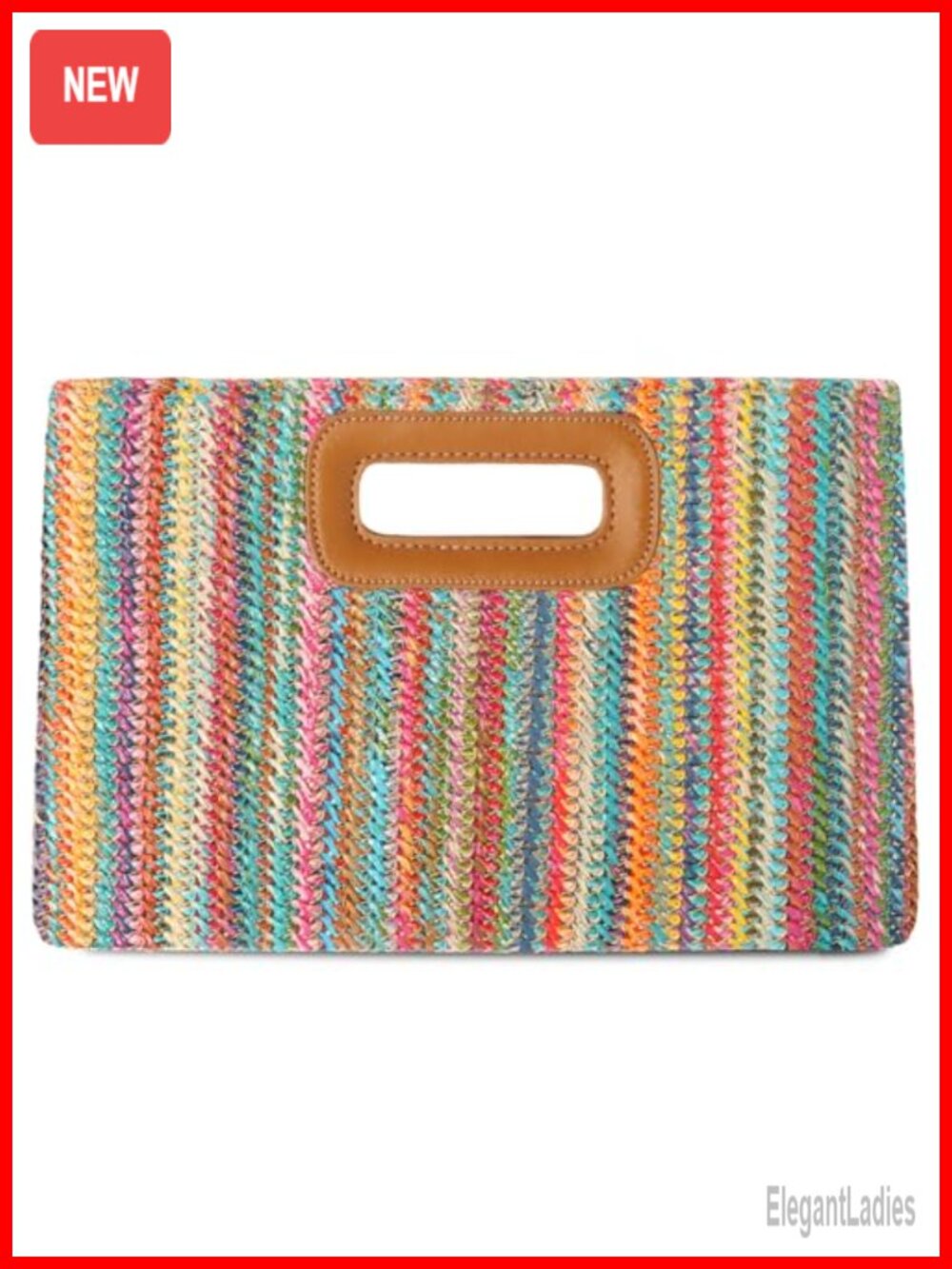Handmade Woven Straw Beach Clutch with Detachable Gold Chain